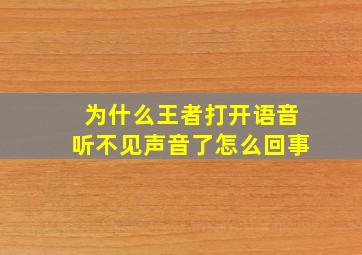 为什么王者打开语音听不见声音了怎么回事