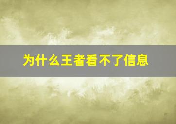 为什么王者看不了信息