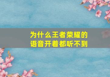 为什么王者荣耀的语音开着都听不到