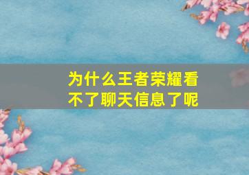 为什么王者荣耀看不了聊天信息了呢