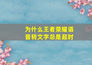 为什么王者荣耀语音转文字总是超时