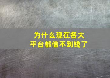 为什么现在各大平台都借不到钱了