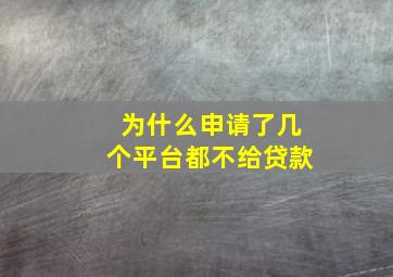 为什么申请了几个平台都不给贷款