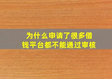 为什么申请了很多借钱平台都不能通过审核