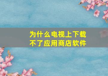 为什么电视上下载不了应用商店软件