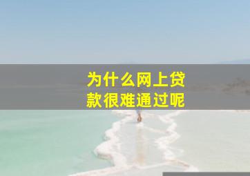 为什么网上贷款很难通过呢