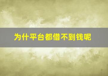 为什平台都借不到钱呢