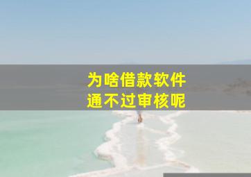 为啥借款软件通不过审核呢