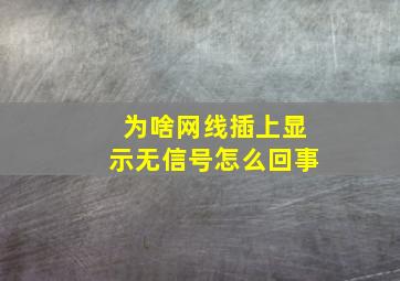 为啥网线插上显示无信号怎么回事