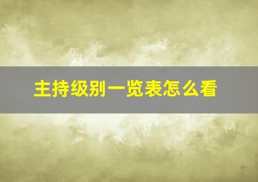 主持级别一览表怎么看