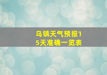 乌镇天气预报15天准确一览表