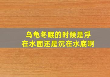 乌龟冬眠的时候是浮在水面还是沉在水底啊