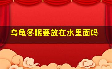 乌龟冬眠要放在水里面吗