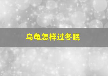 乌龟怎样过冬眠