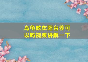 乌龟放在阳台养可以吗视频讲解一下