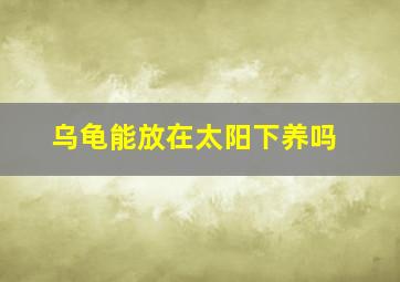 乌龟能放在太阳下养吗