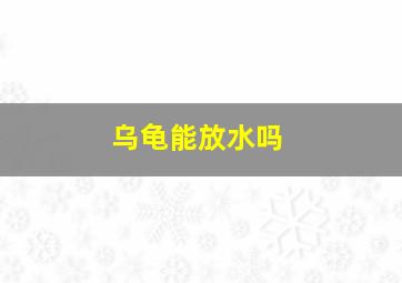 乌龟能放水吗