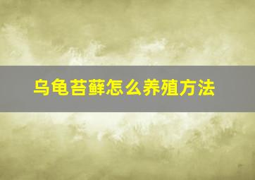 乌龟苔藓怎么养殖方法