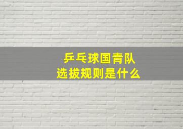 乒乓球国青队选拔规则是什么