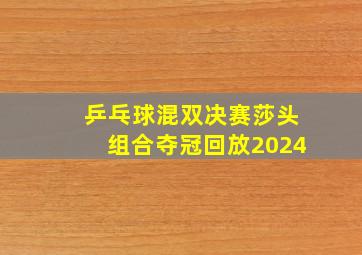 乒乓球混双决赛莎头组合夺冠回放2024