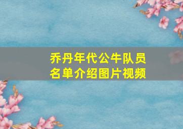 乔丹年代公牛队员名单介绍图片视频