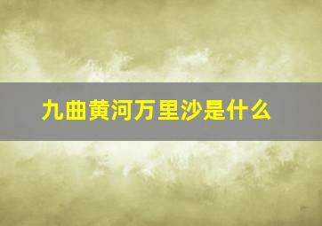 九曲黄河万里沙是什么