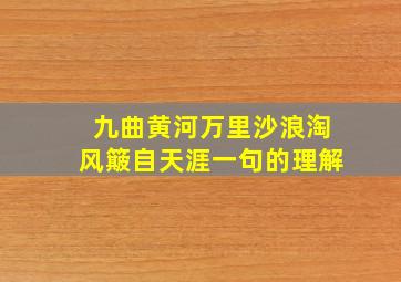 九曲黄河万里沙浪淘风簸自天涯一句的理解