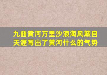 九曲黄河万里沙浪淘风簸自天涯写出了黄河什么的气势