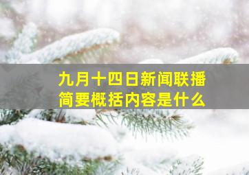 九月十四日新闻联播简要概括内容是什么