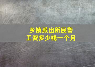 乡镇派出所民警工资多少钱一个月