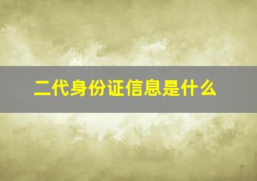 二代身份证信息是什么