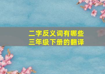 二字反义词有哪些三年级下册的翻译