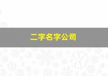 二字名字公司