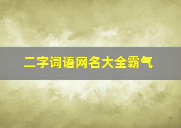 二字词语网名大全霸气