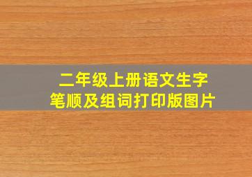 二年级上册语文生字笔顺及组词打印版图片