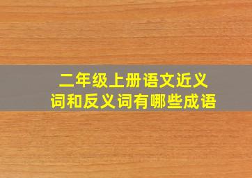 二年级上册语文近义词和反义词有哪些成语