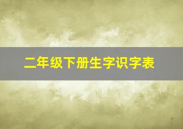 二年级下册生字识字表