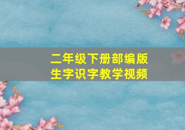 二年级下册部编版生字识字教学视频