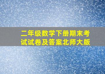 二年级数学下册期末考试试卷及答案北师大版