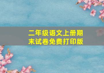 二年级语文上册期末试卷免费打印版