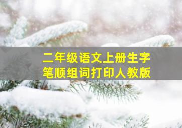 二年级语文上册生字笔顺组词打印人教版