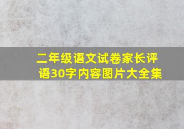 二年级语文试卷家长评语30字内容图片大全集