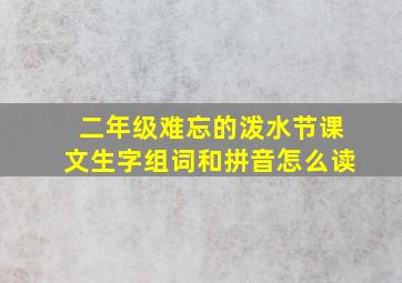 二年级难忘的泼水节课文生字组词和拼音怎么读