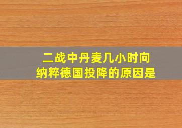 二战中丹麦几小时向纳粹德国投降的原因是