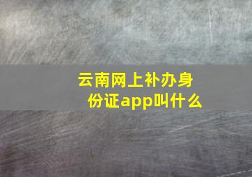 云南网上补办身份证app叫什么