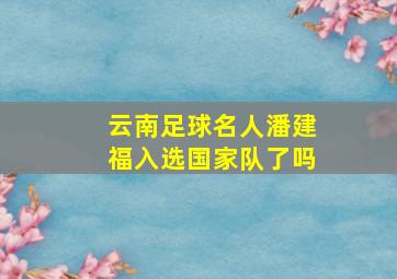 云南足球名人潘建福入选国家队了吗