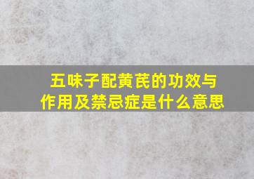 五味子配黄芪的功效与作用及禁忌症是什么意思