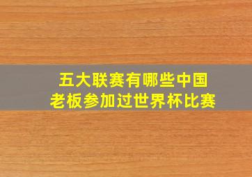 五大联赛有哪些中国老板参加过世界杯比赛