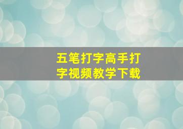 五笔打字高手打字视频教学下载