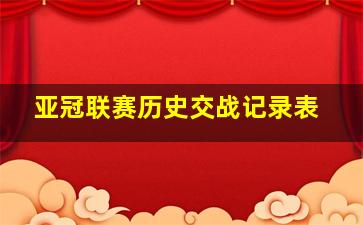 亚冠联赛历史交战记录表